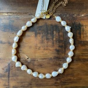 Amber Sceat Alison Pearl Necklace - 24K Plated